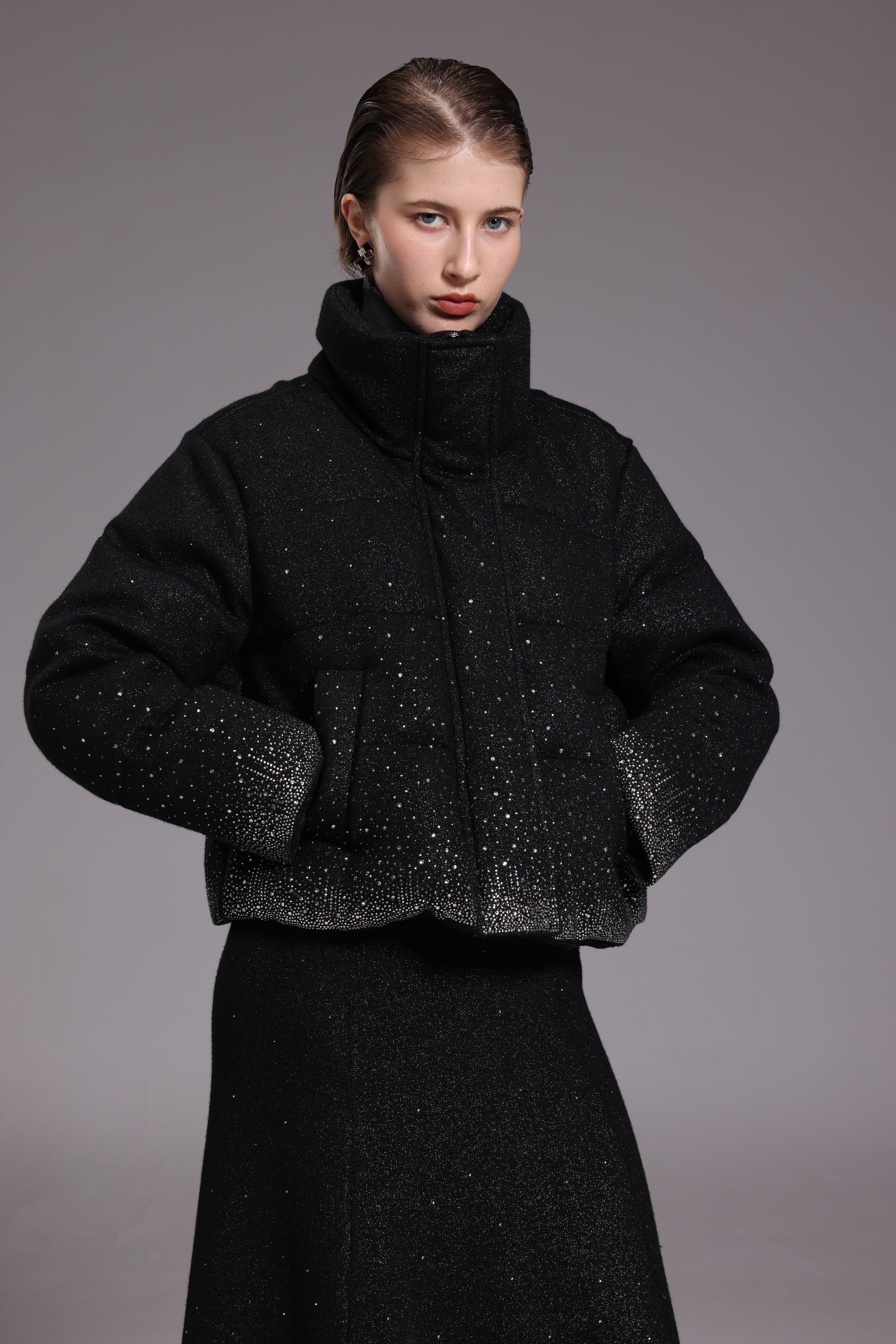 Starry  black down jacket