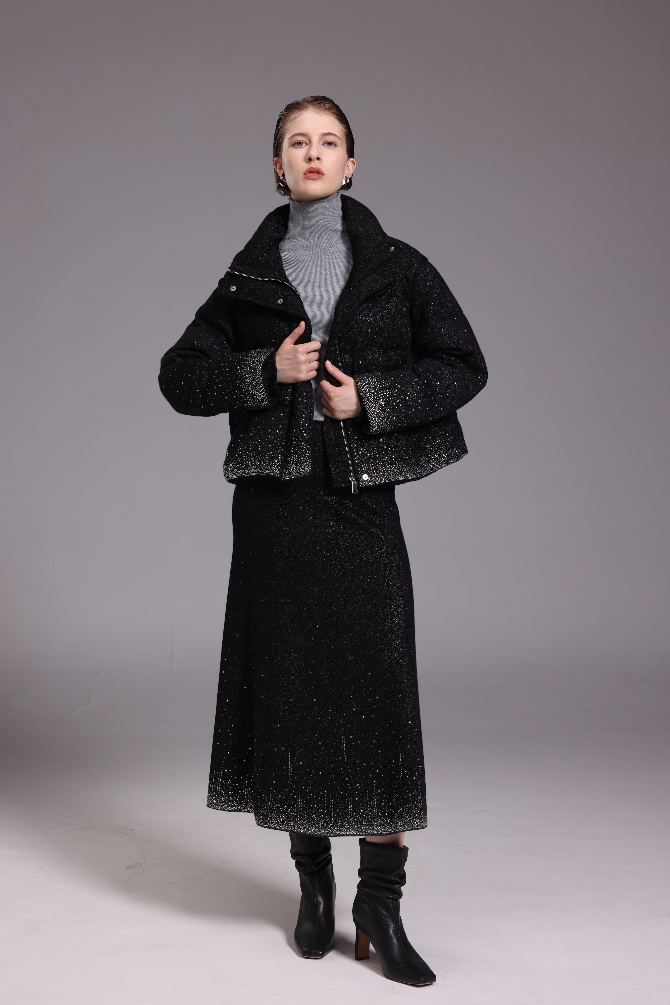 Starry  black down jacket