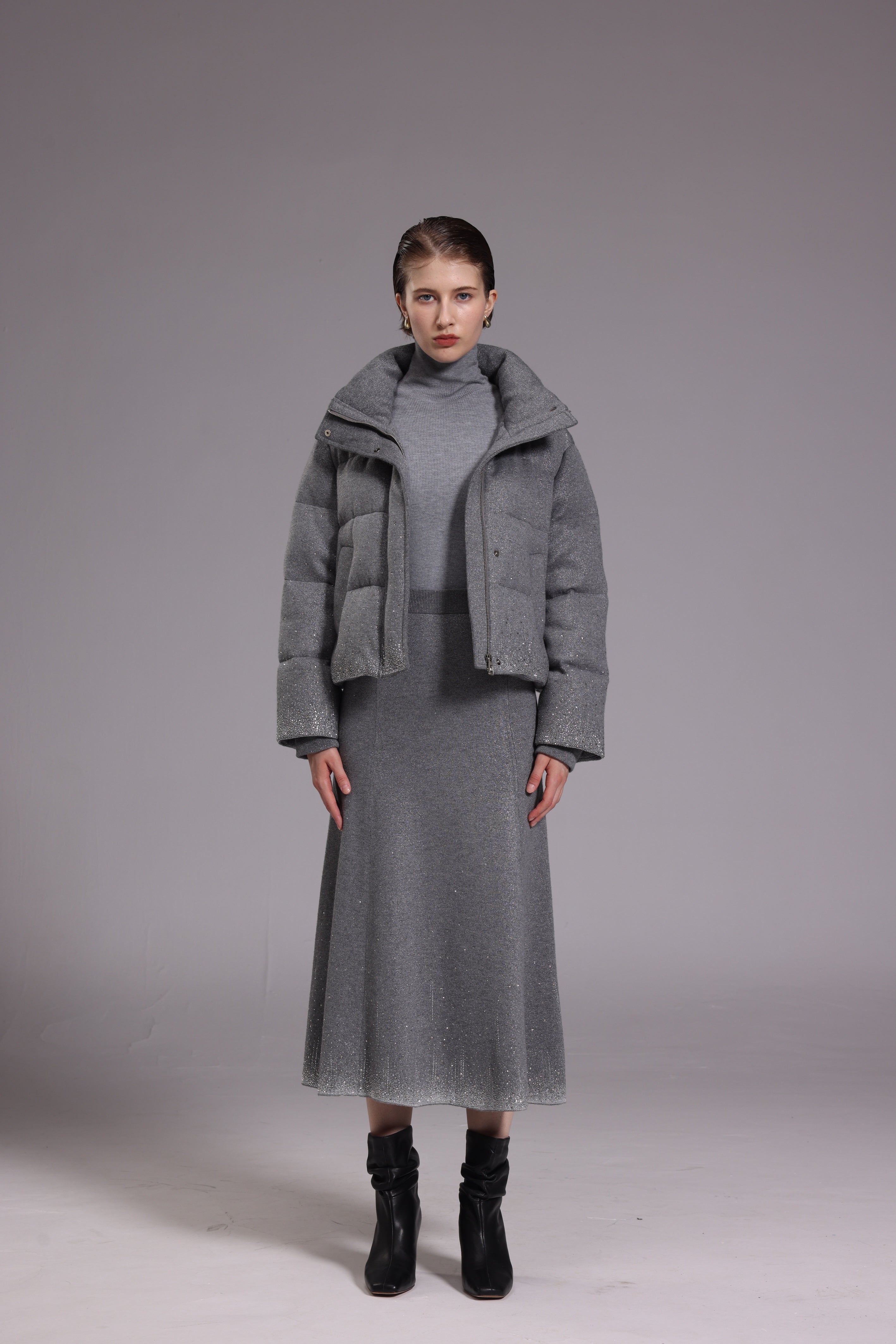 Starry grey down jacket