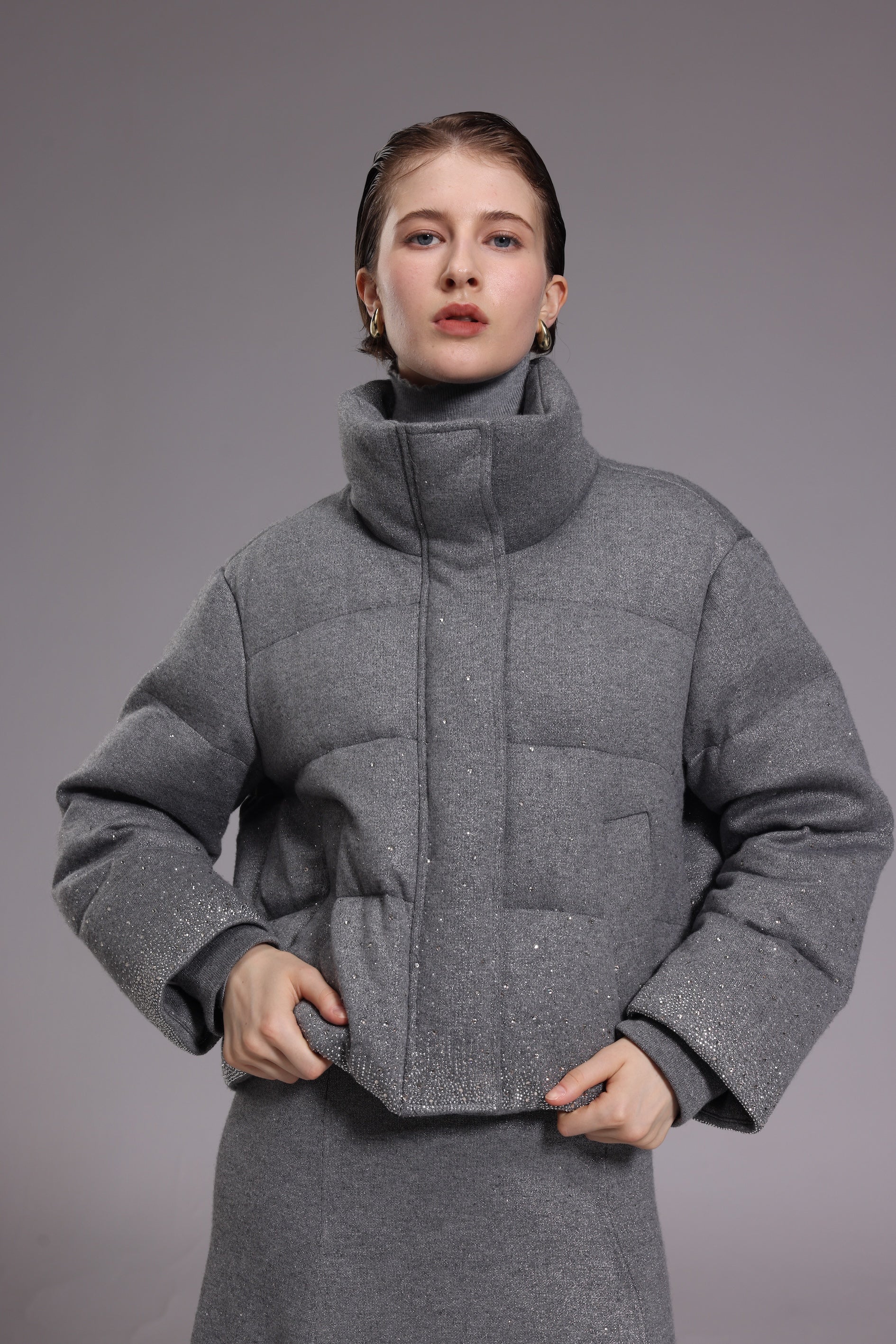 Starry grey down jacket