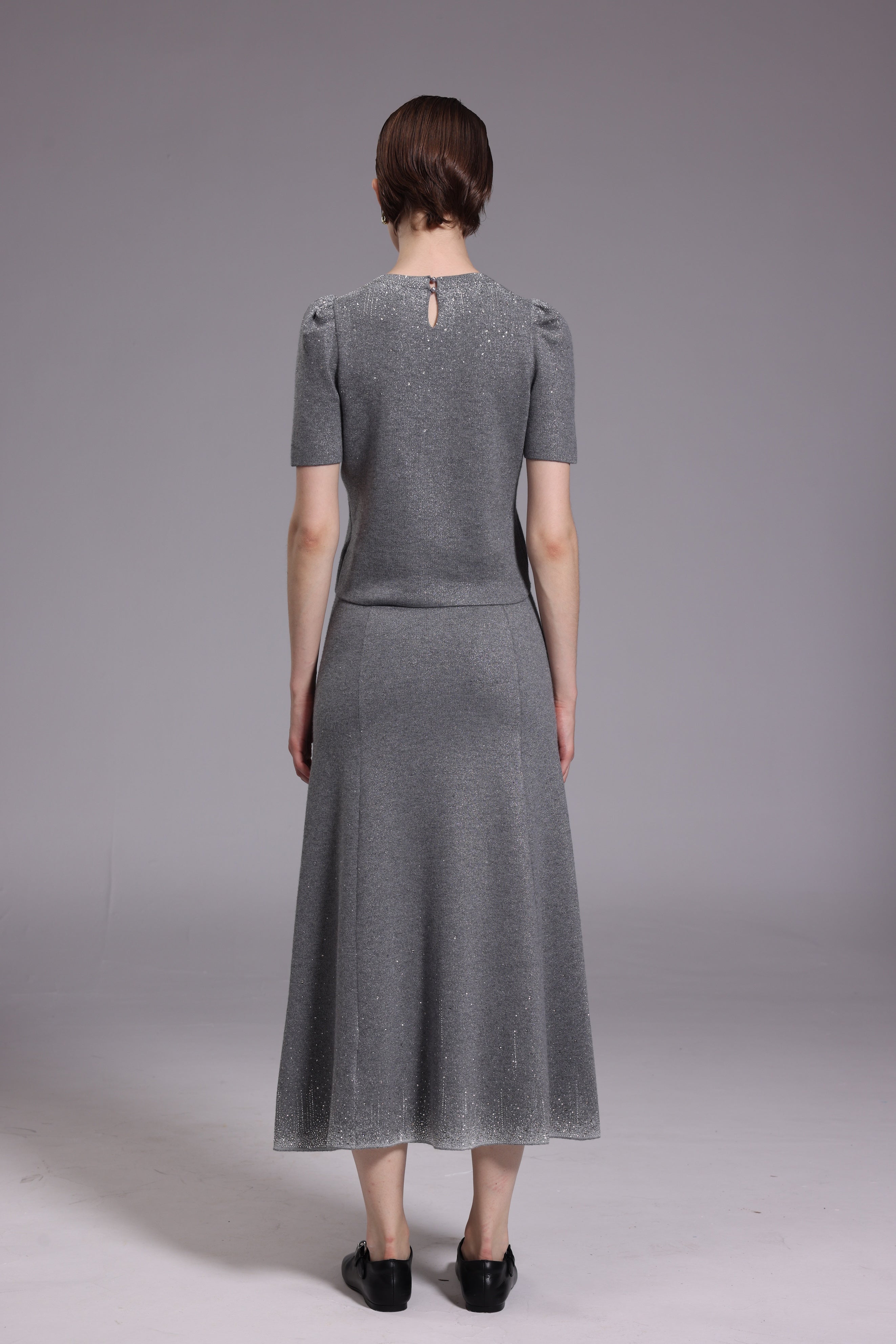 Starry grey short sleeve sweater