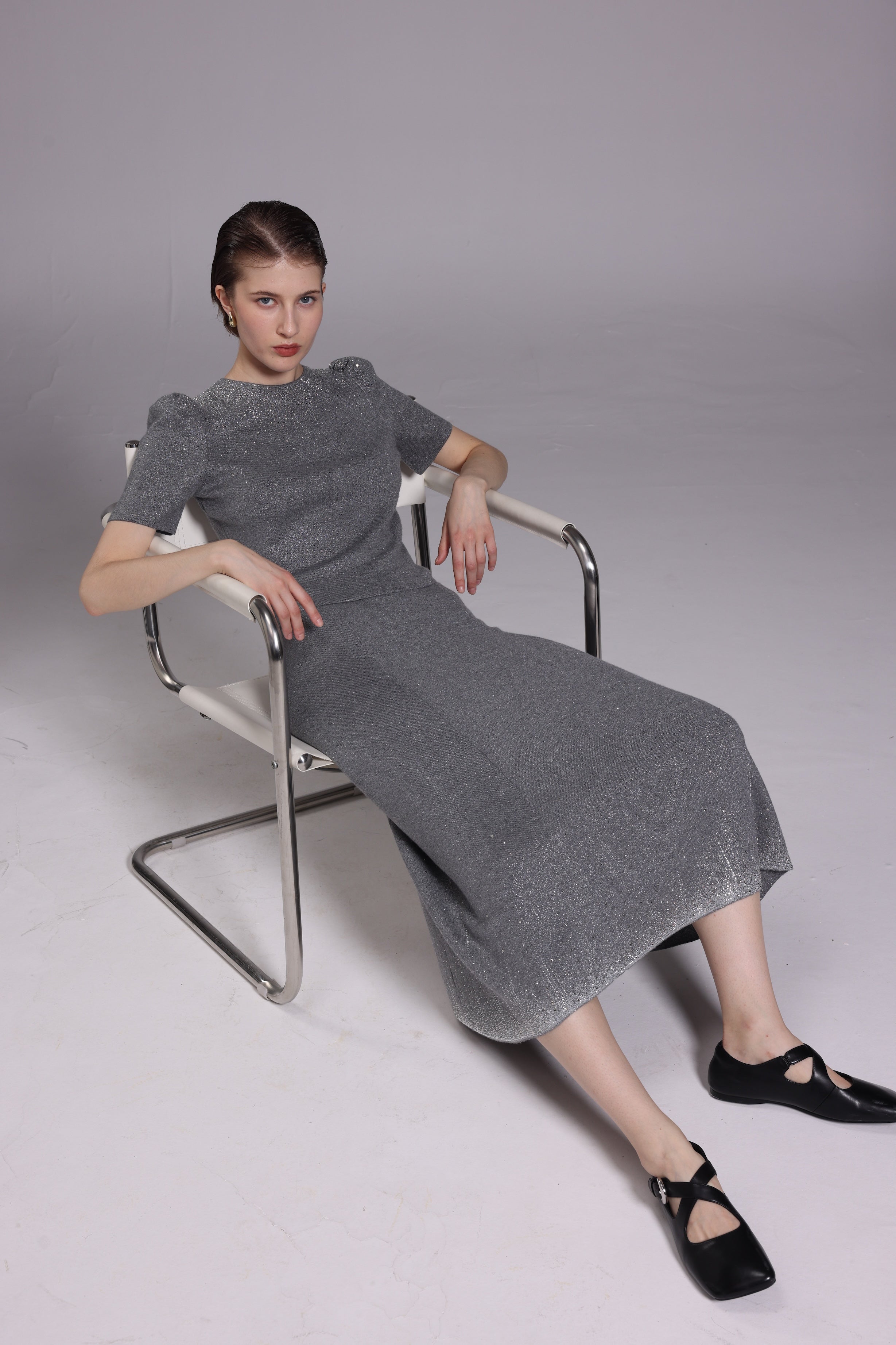Starry grey short sleeve sweater