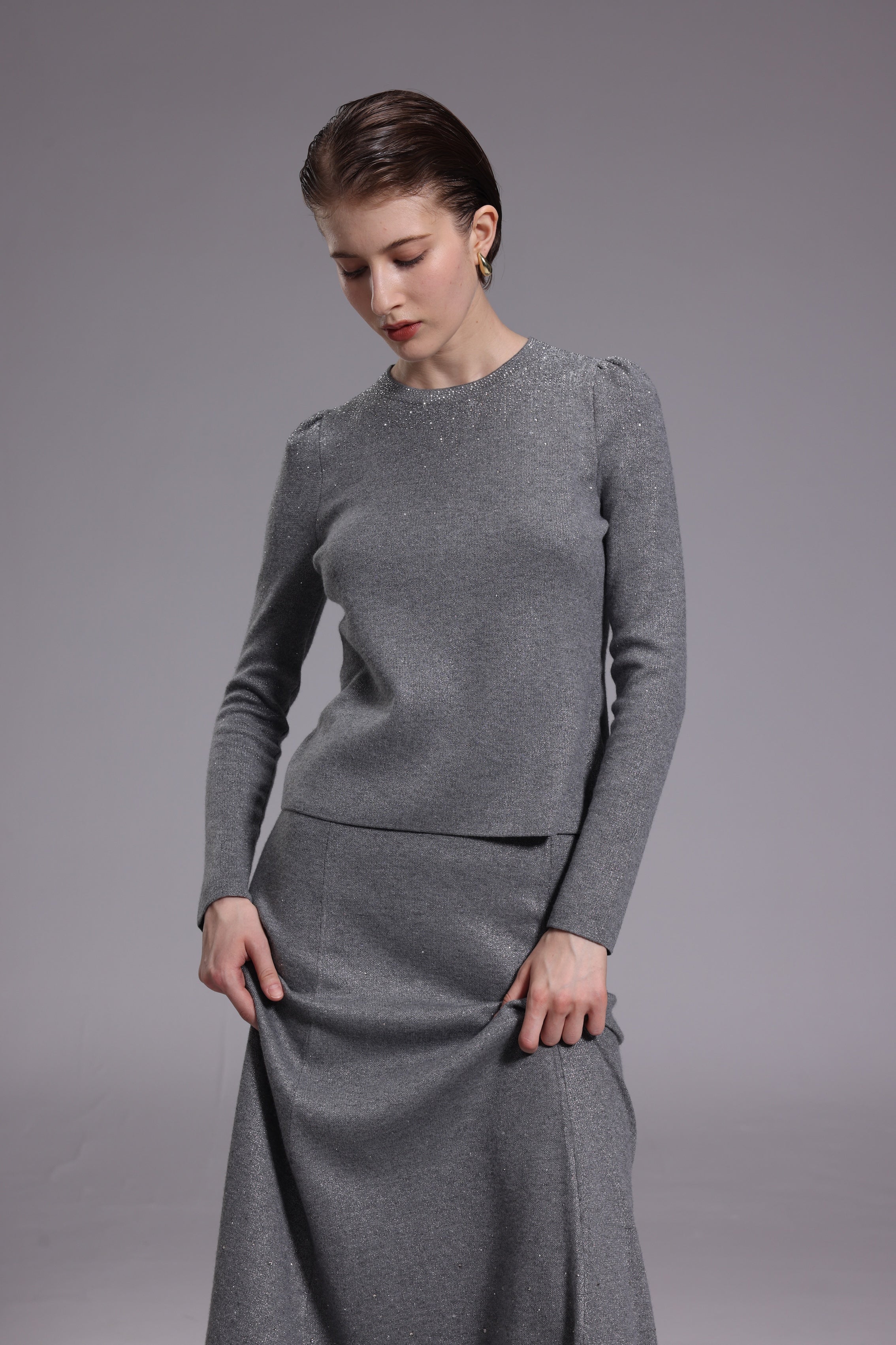Starry grey long sleeve sweater
