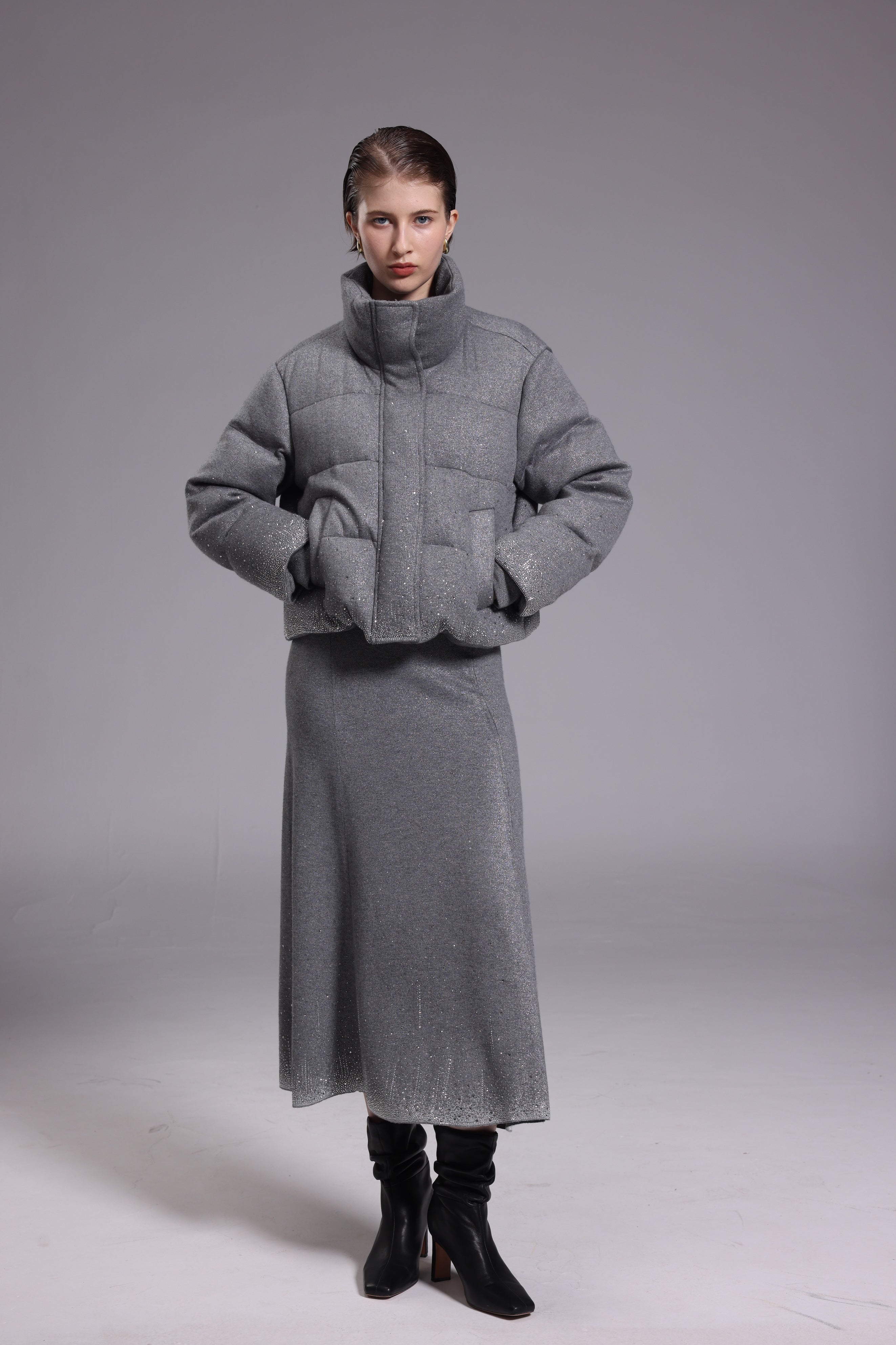 Starry grey down jacket
