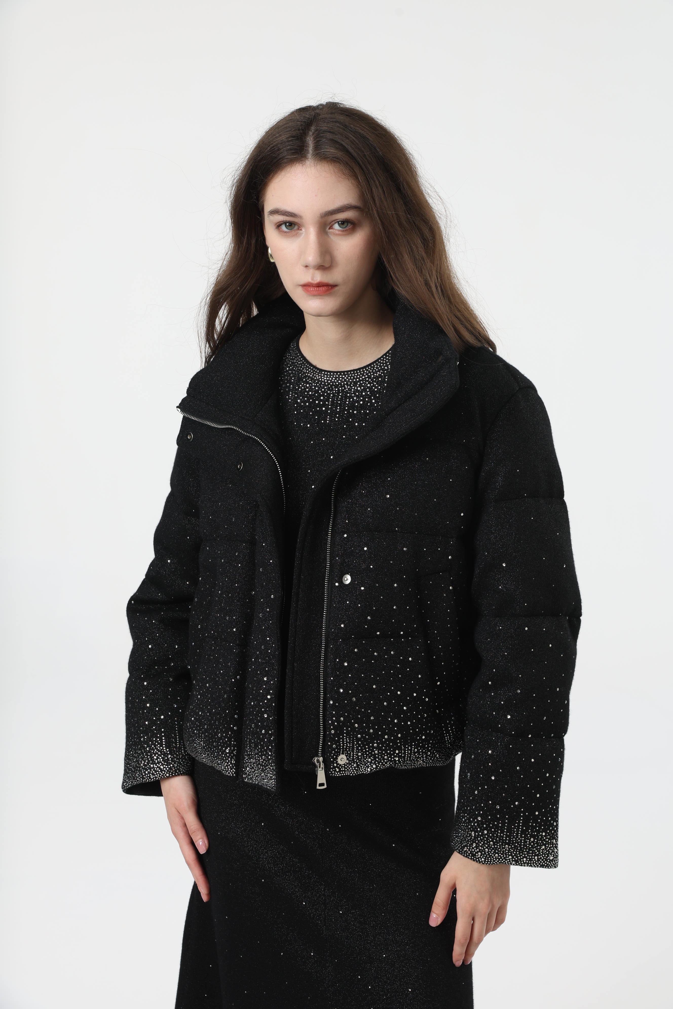 Starry  black down jacket