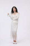 Sheer White Crystal Knit Set