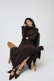 Espresso Pleated Asymmetrical Skirt
