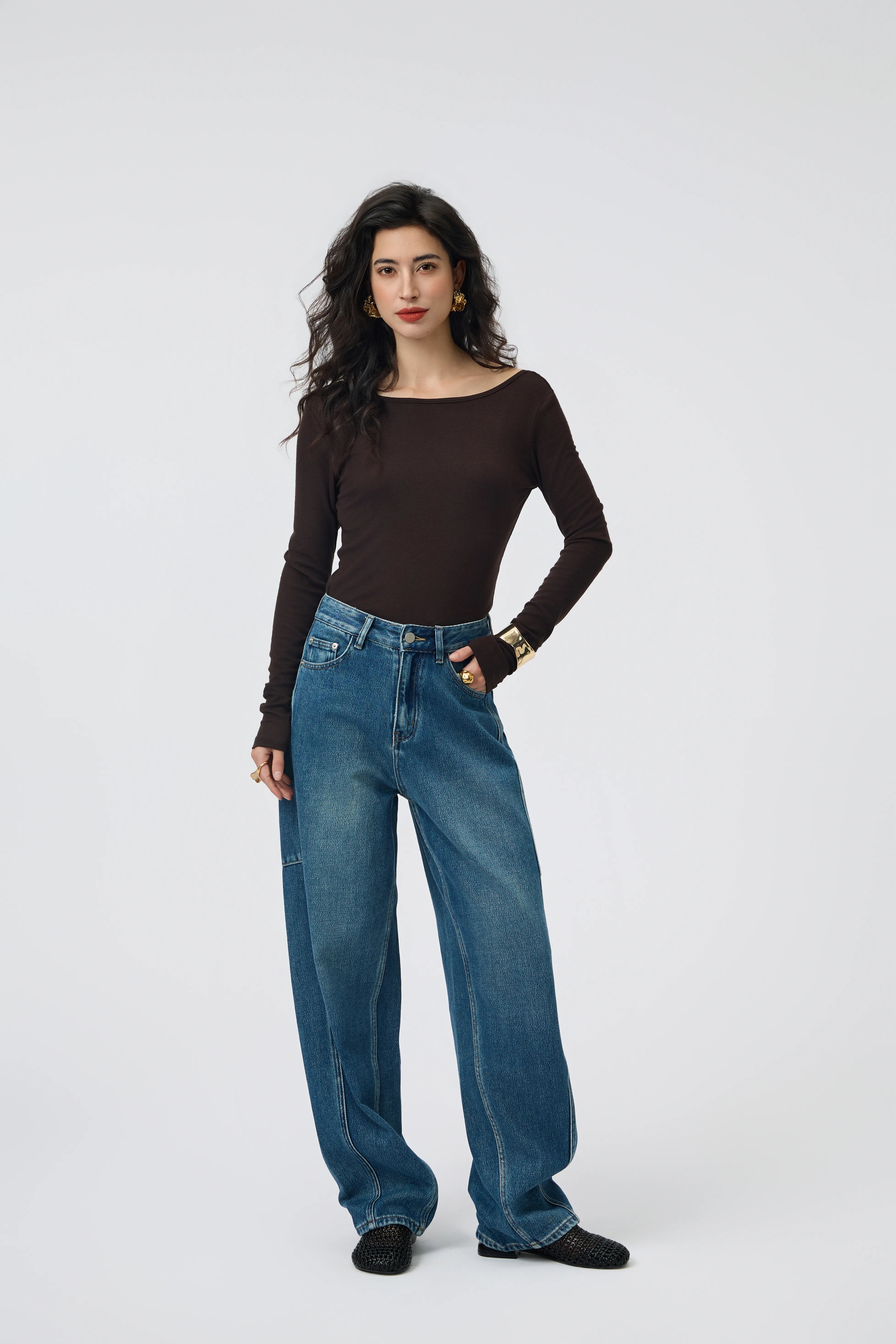 Espresso Draped-Back Top