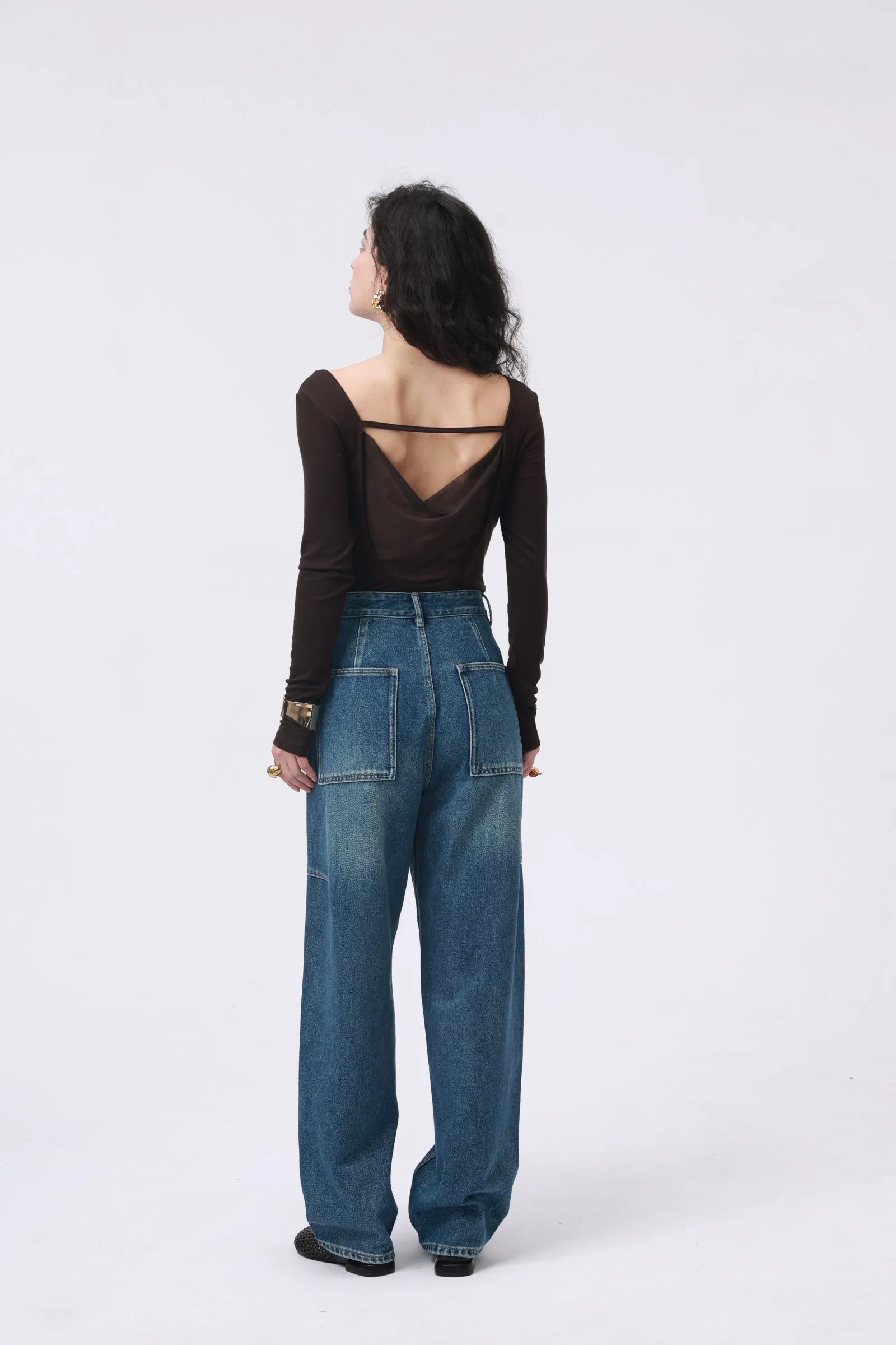 Espresso Draped-Back Top