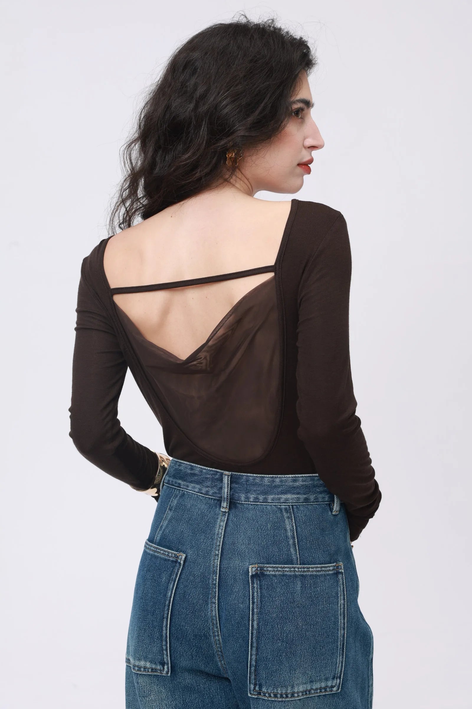 Espresso Draped-Back Top