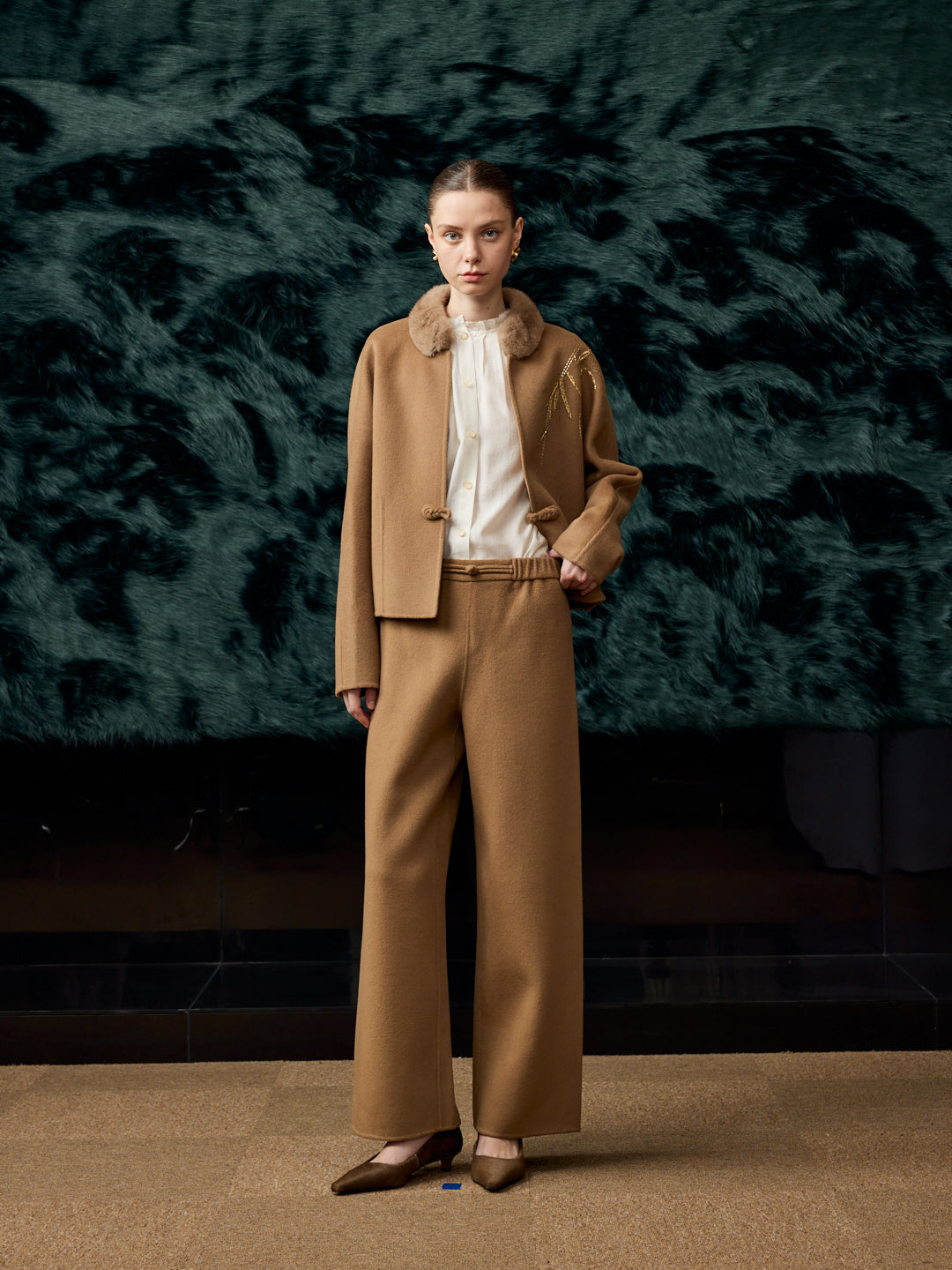 Blouse and Chinese Button Trousers