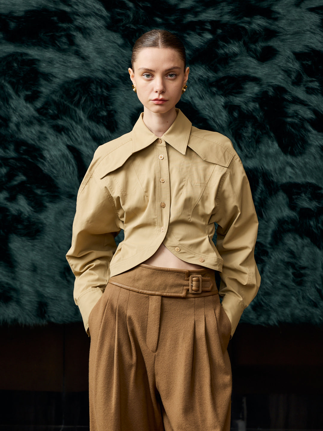 The Riviera Linen-Blend Arc Shirt Brown & Beige