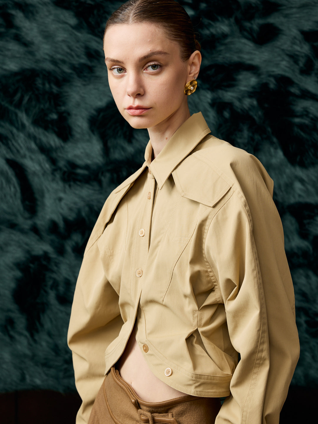 The Riviera Linen-Blend Arc Shirt Brown & Beige