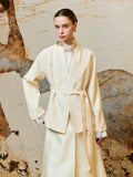 Ivory Floral-Embroidered Silk-Lined Blazer