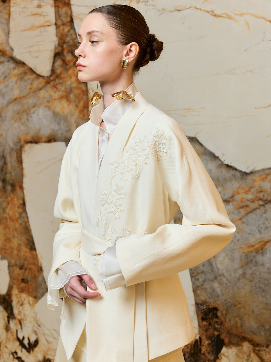 High Neck Silk Organza Blouse