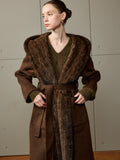 Mink Hood and Trim Brown Cashmere Coat