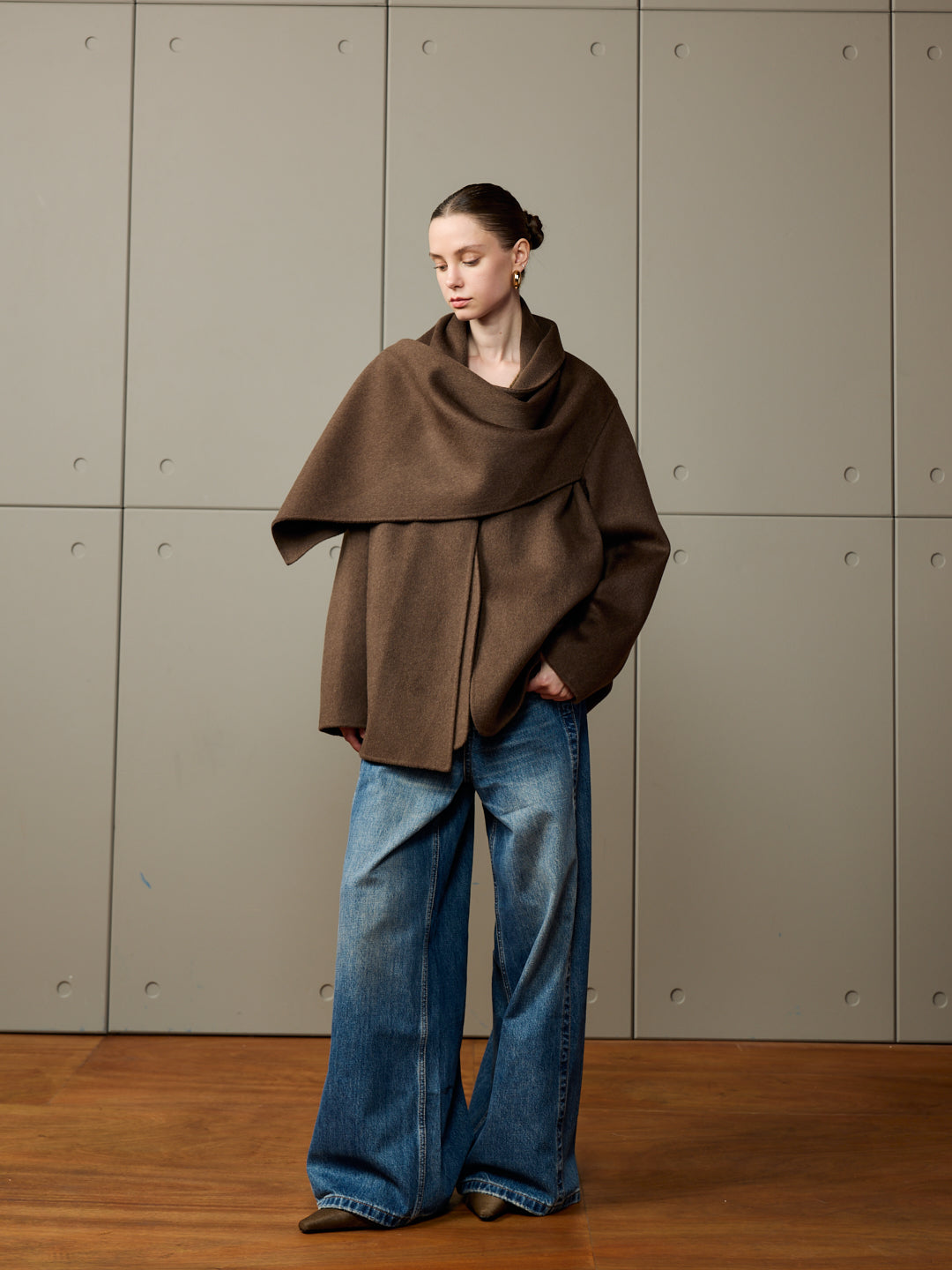 Oversized Scarf Wool Coat