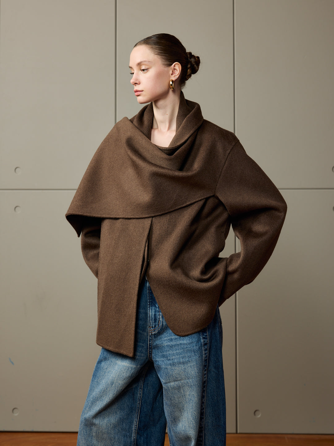 Oversized Scarf Wool Coat