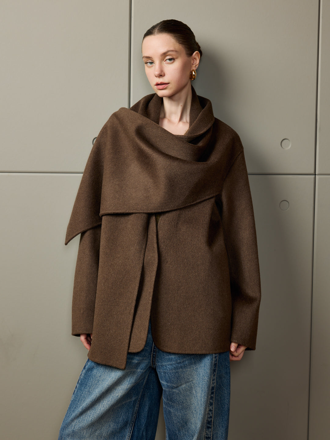 Oversized Scarf Wool Coat