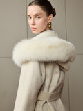Cream Fox Fur Trim Short Coat