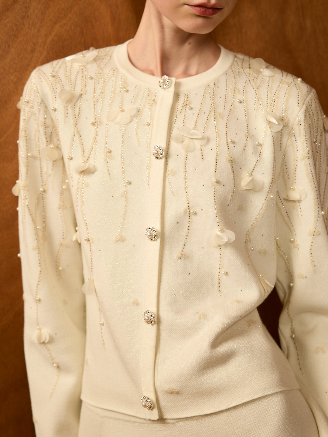 Cream Floral Cardigan & Midi Skirt