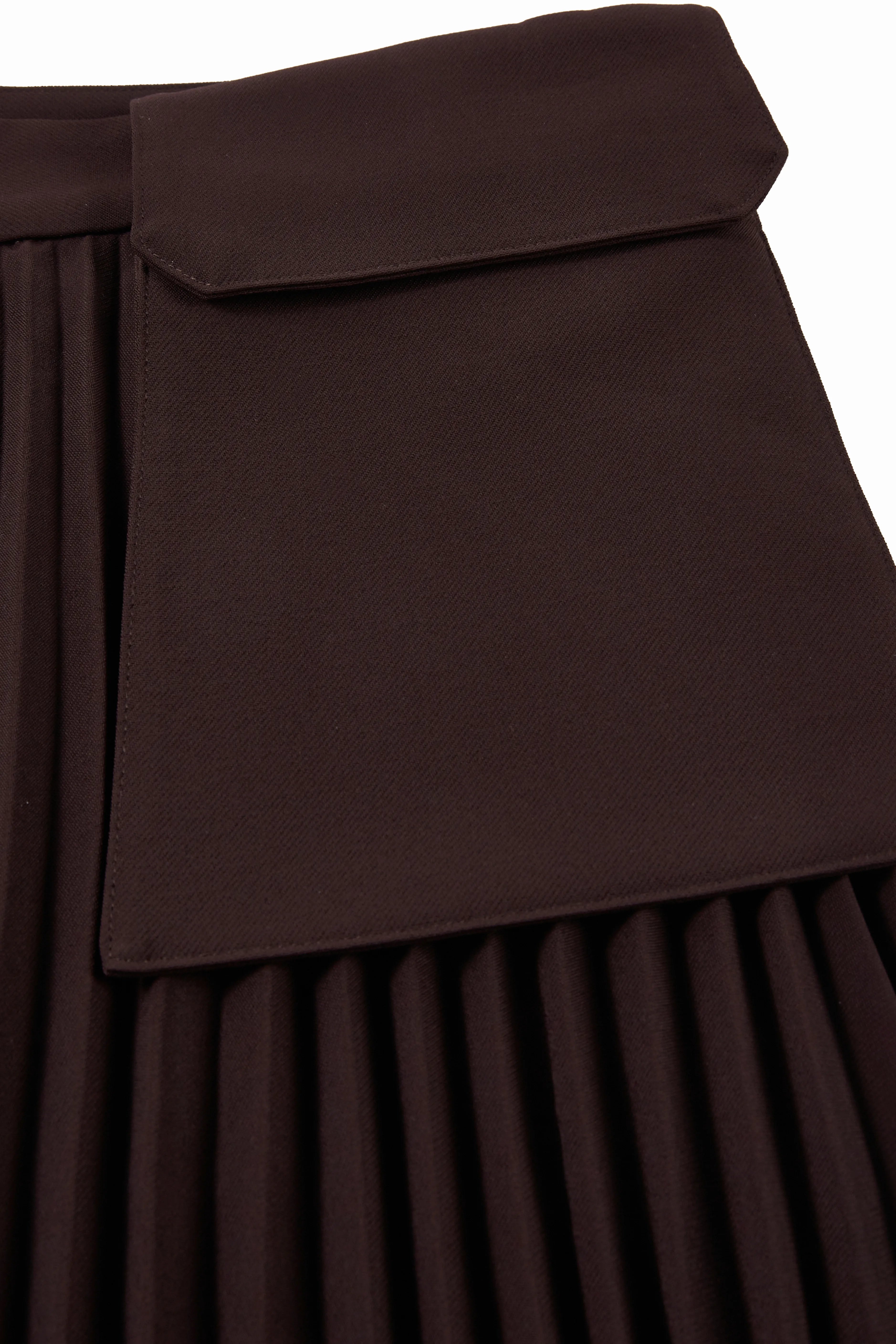 Espresso Pleated Asymmetrical Skirt