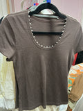 Pearl Neck Espresso Tee