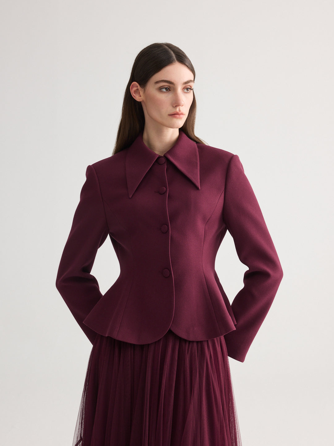 Rose Burgundy Collared Blazer