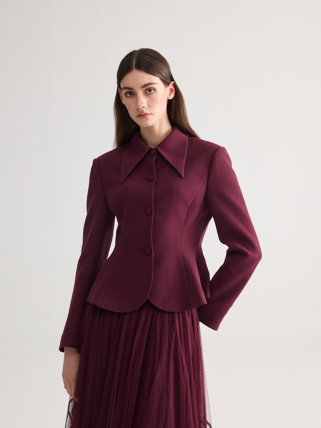 Rose Burgundy Collared Blazer