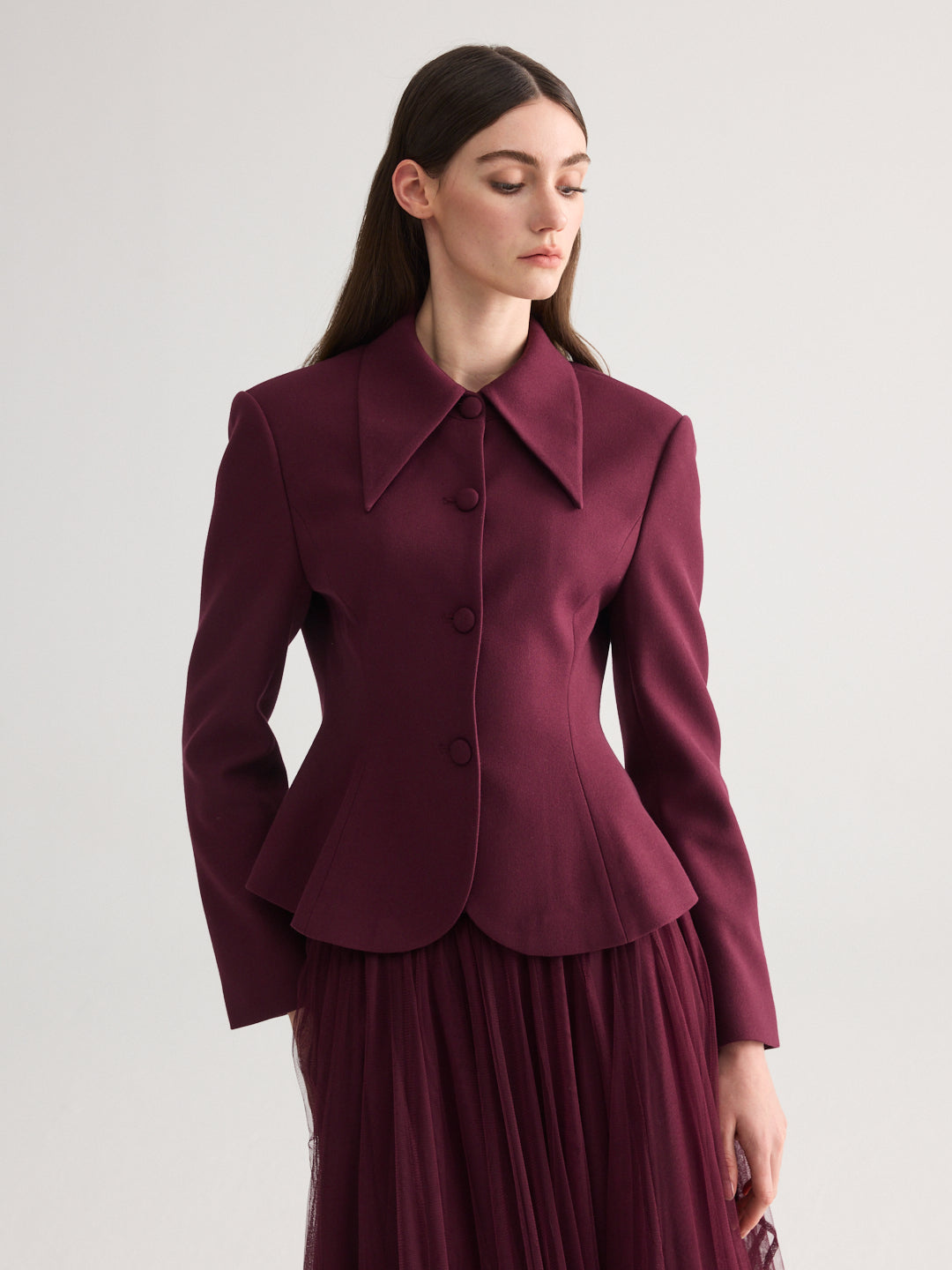 Rose Burgundy Collared Blazer
