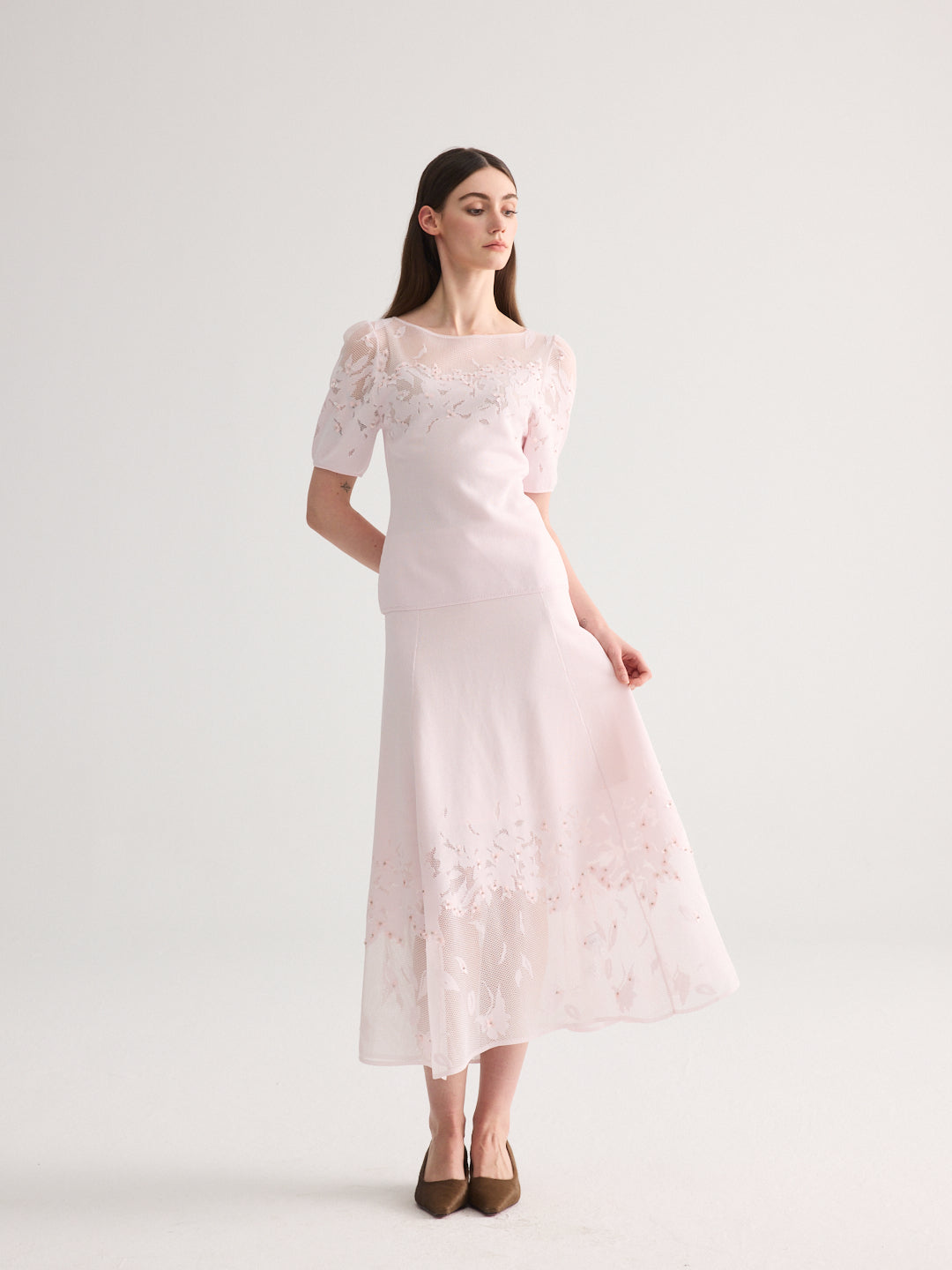 Cherry Blossom Short Sleeves Knit Set