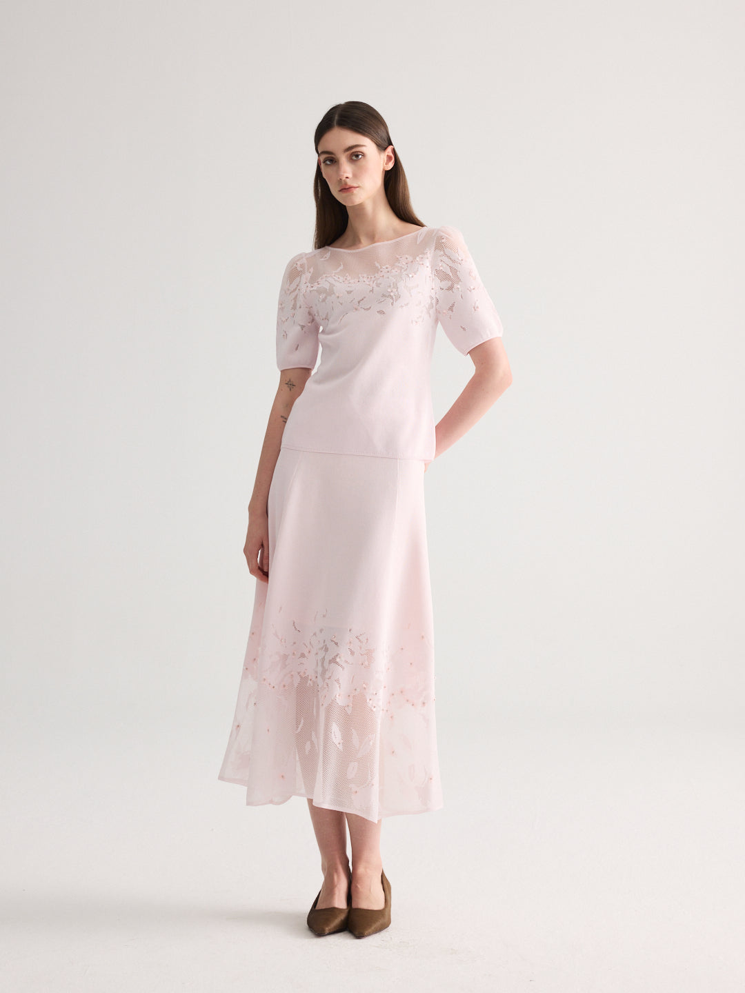 Cherry Blossom Short Sleeves Knit Set