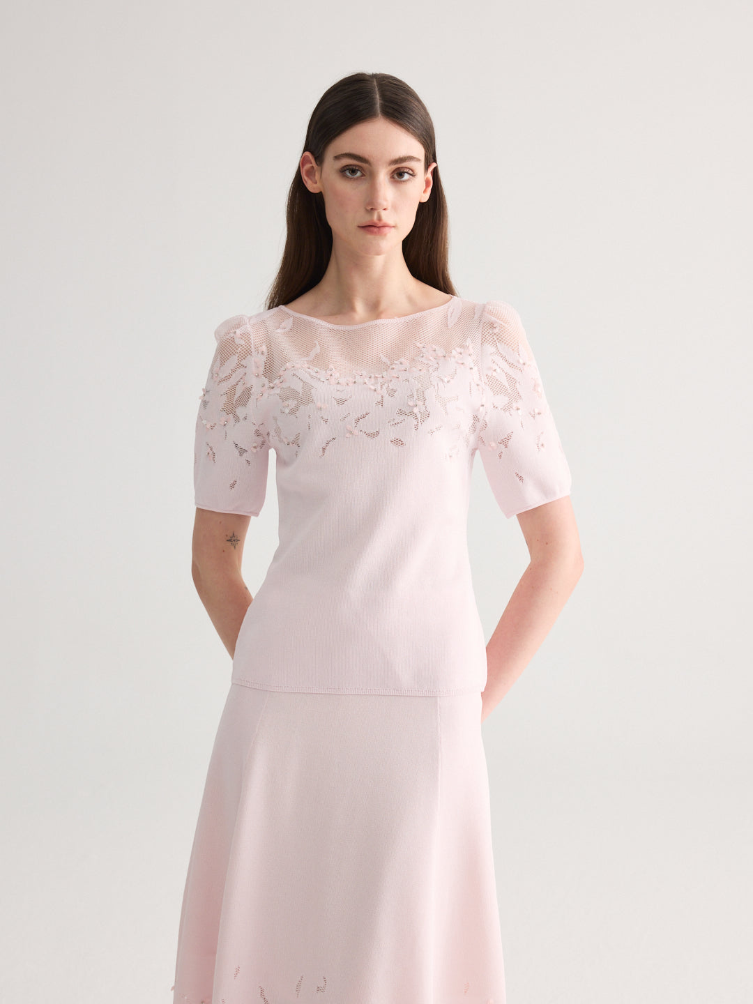 Cherry Blossom Short Sleeves Knit Set
