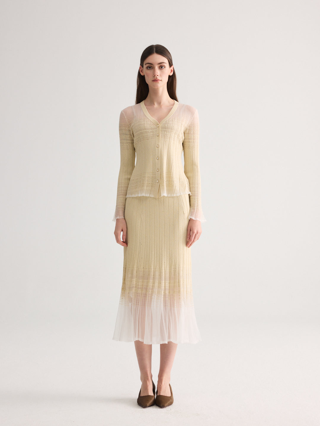 Diamond Weave Beige Knit Set