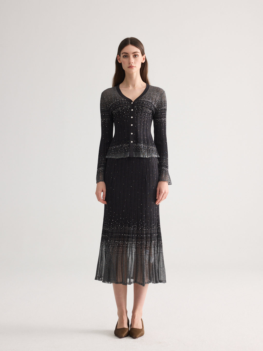 Diamond Weave Black Knit Set