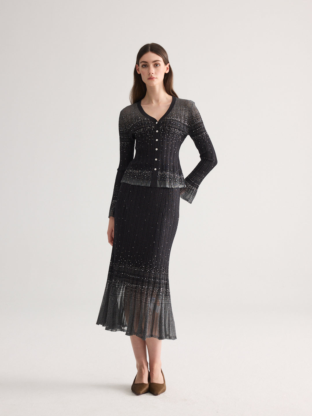 Diamond Weave Black Knit Set