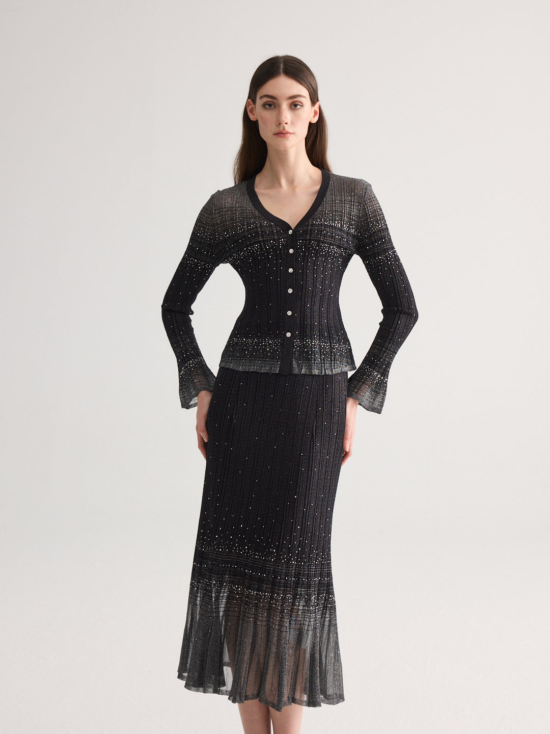 Diamond Weave Black Knit Set