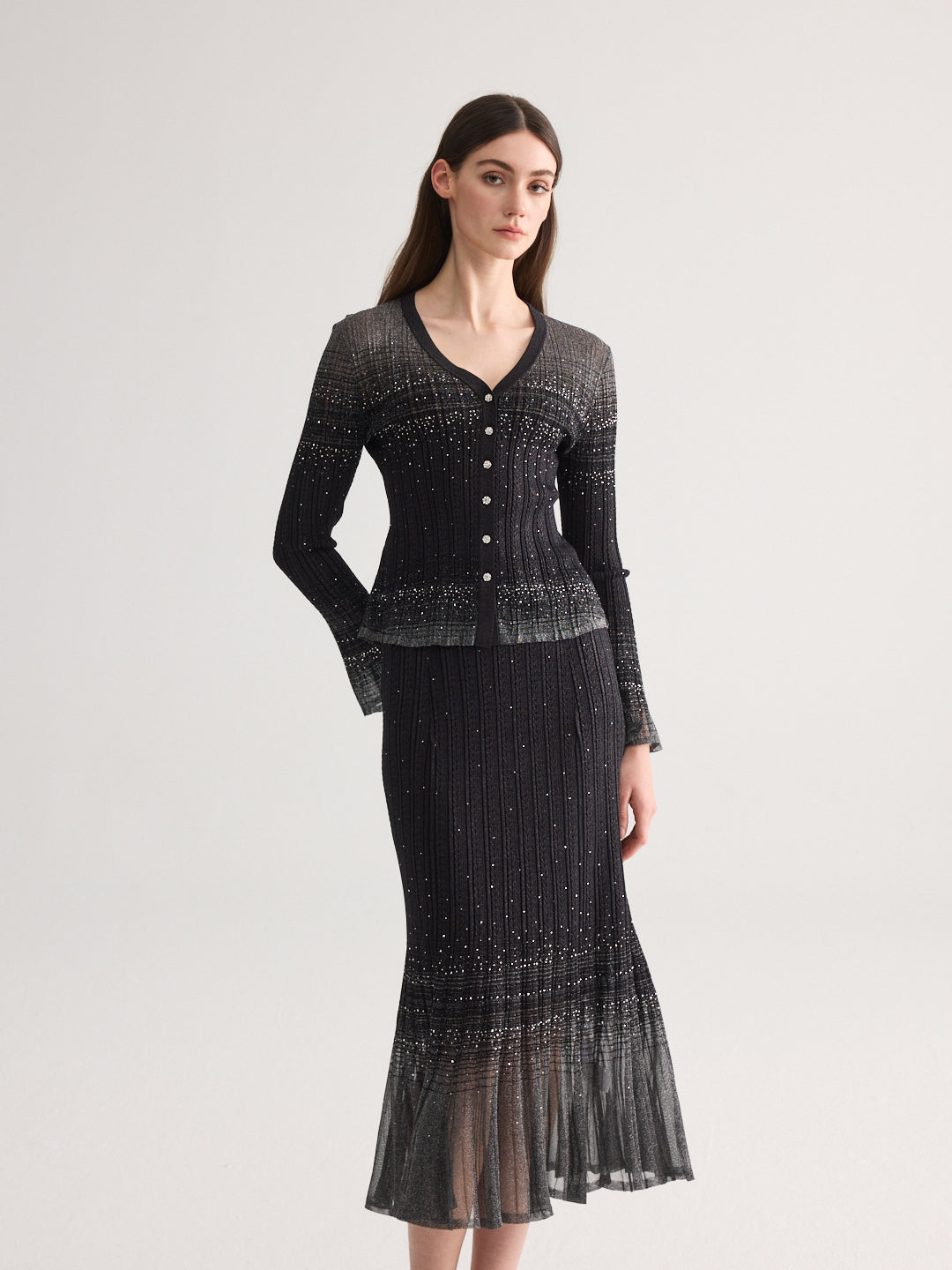 Diamond Weave Black Knit Set