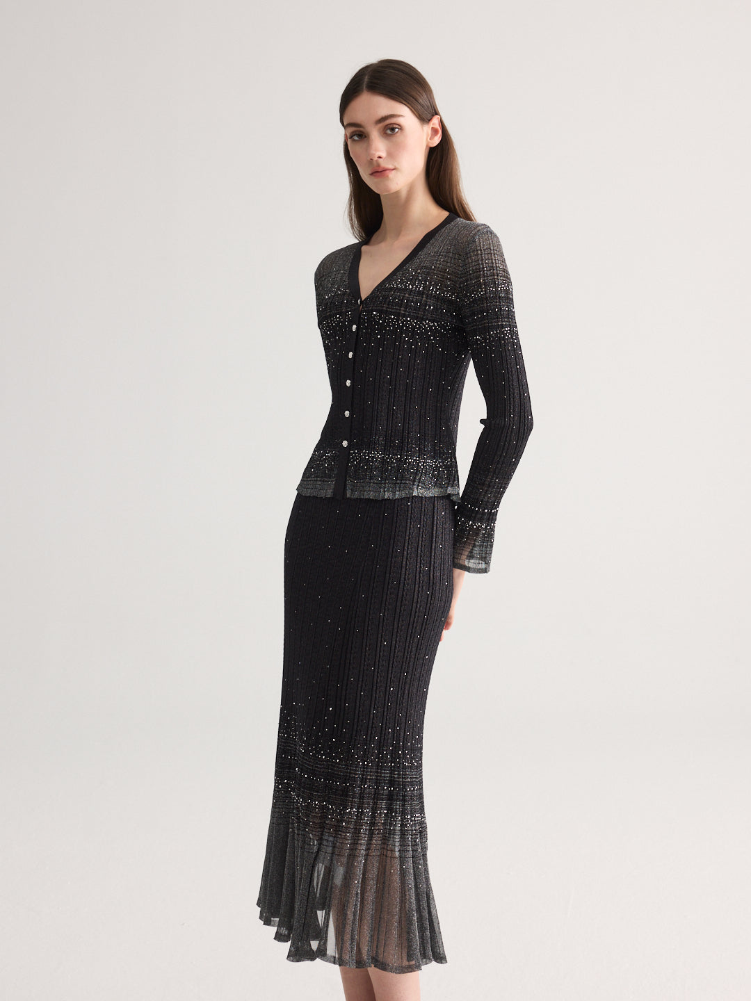 Diamond Weave Black Knit Set