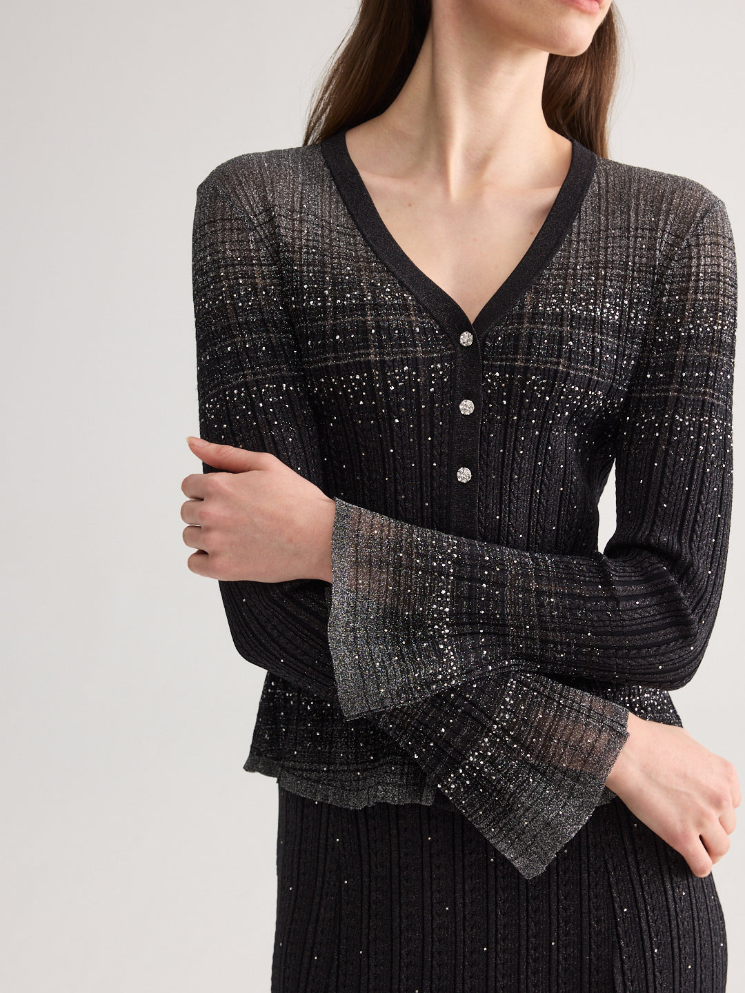 Diamond Weave Black Knit Set