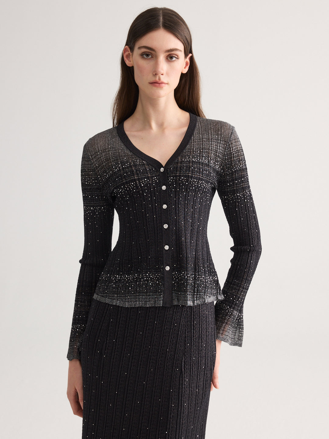 Diamond Weave Black Knit Set