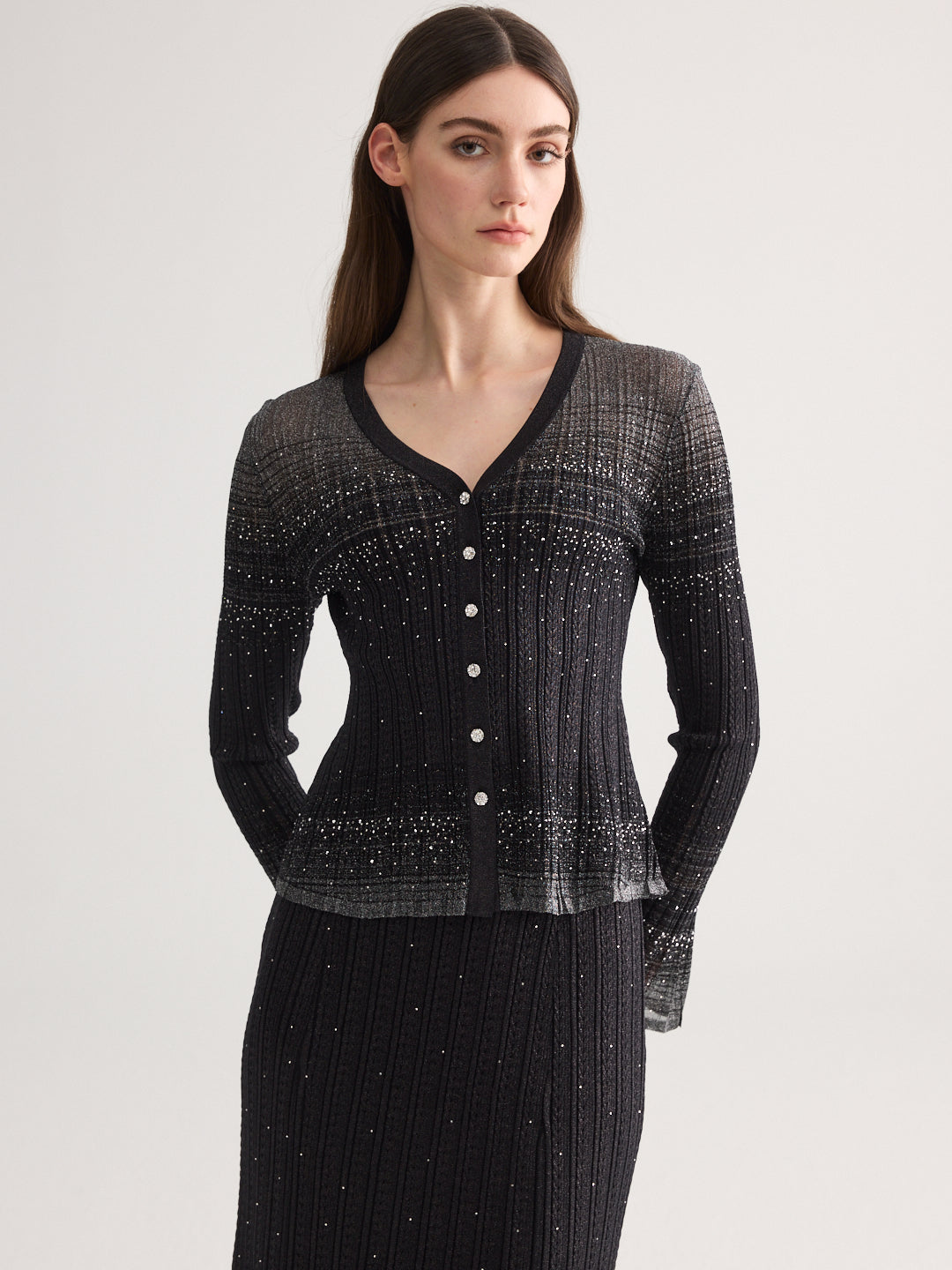 Diamond Weave Black Knit Set