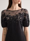 Black Blossom short sleeve knit Set