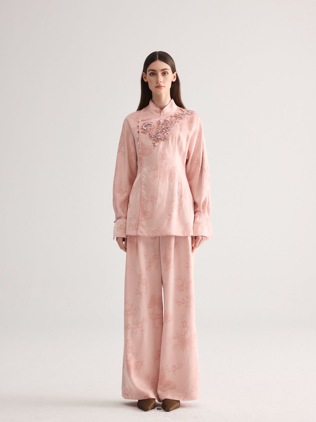 Pink Embroidery Blouse & trousers