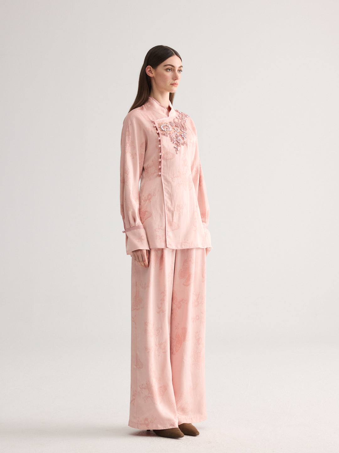 Pink Embroidery Blouse & trousers