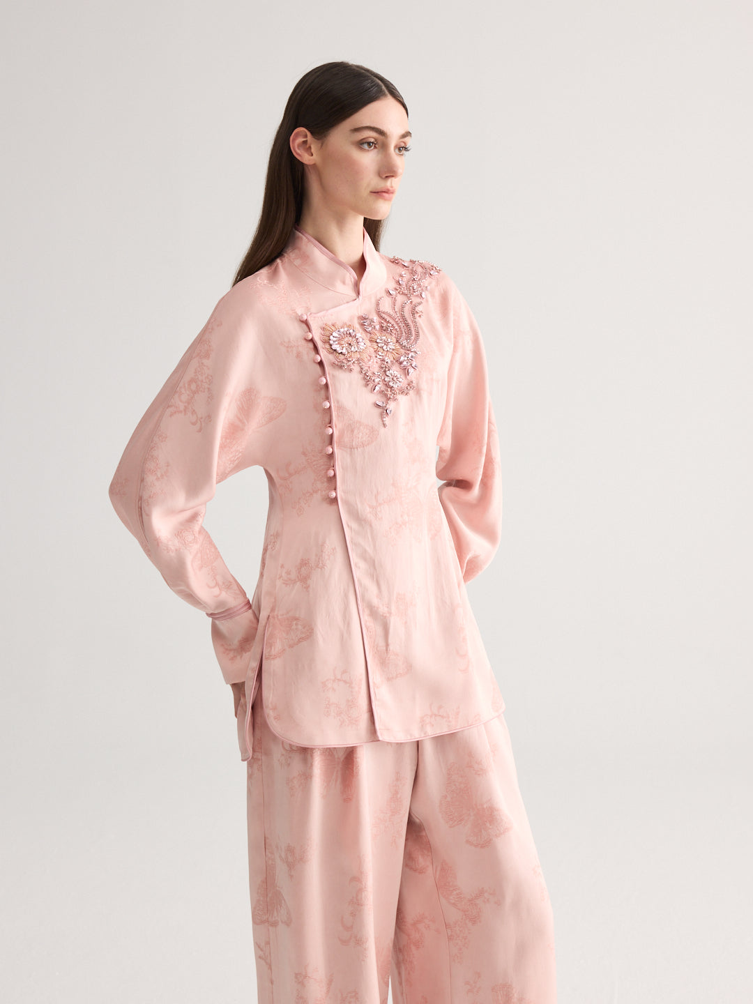 Pink Embroidery Blouse & trousers