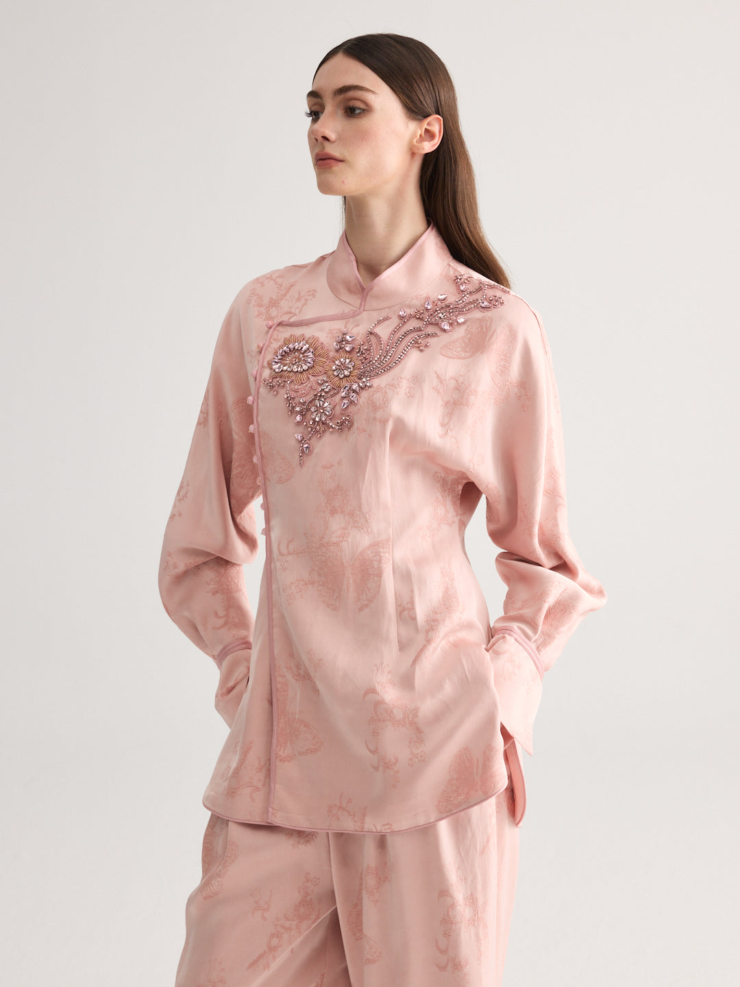 Pink Embroidery Blouse & trousers