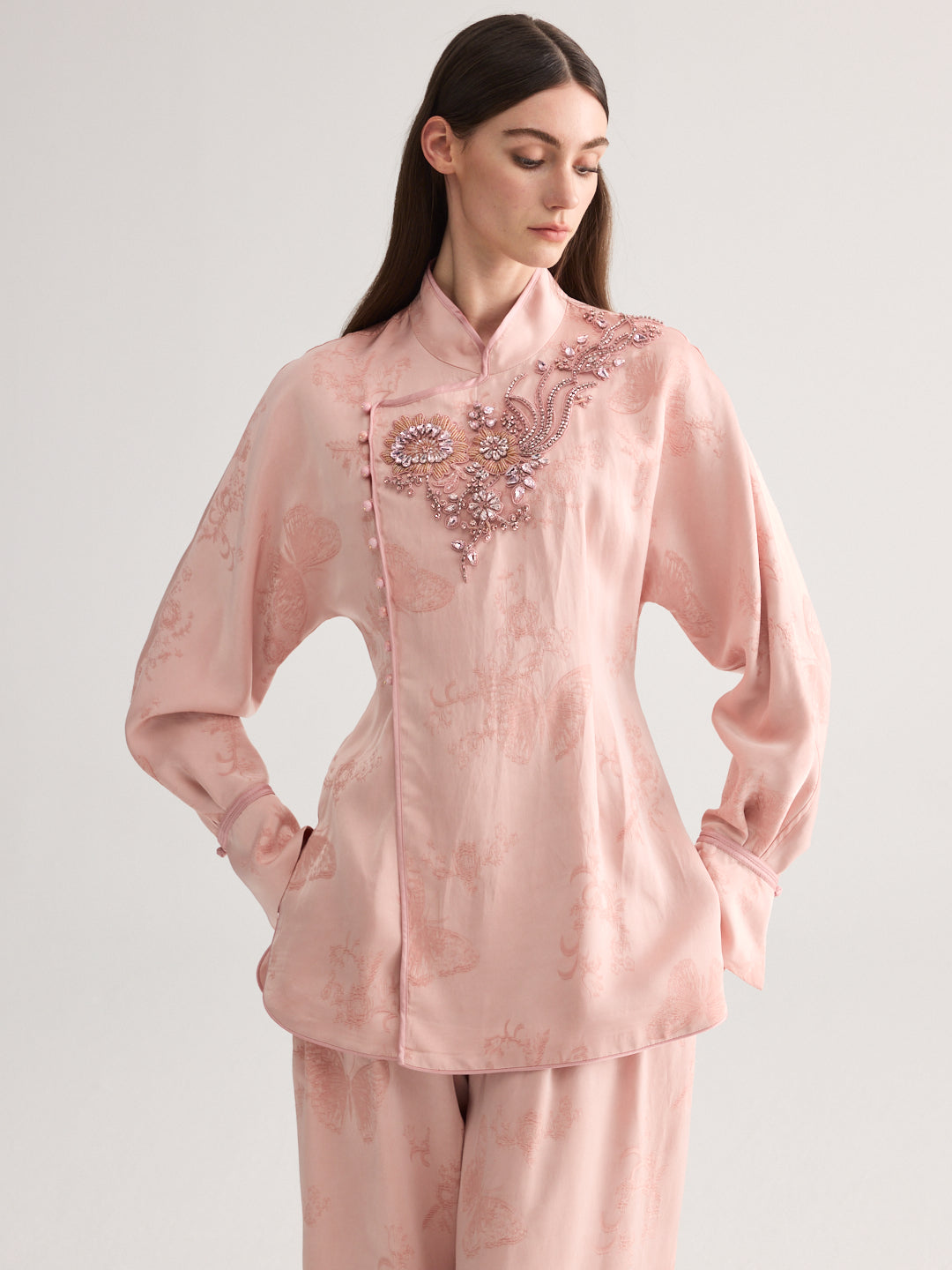 Pink Embroidery Blouse & trousers