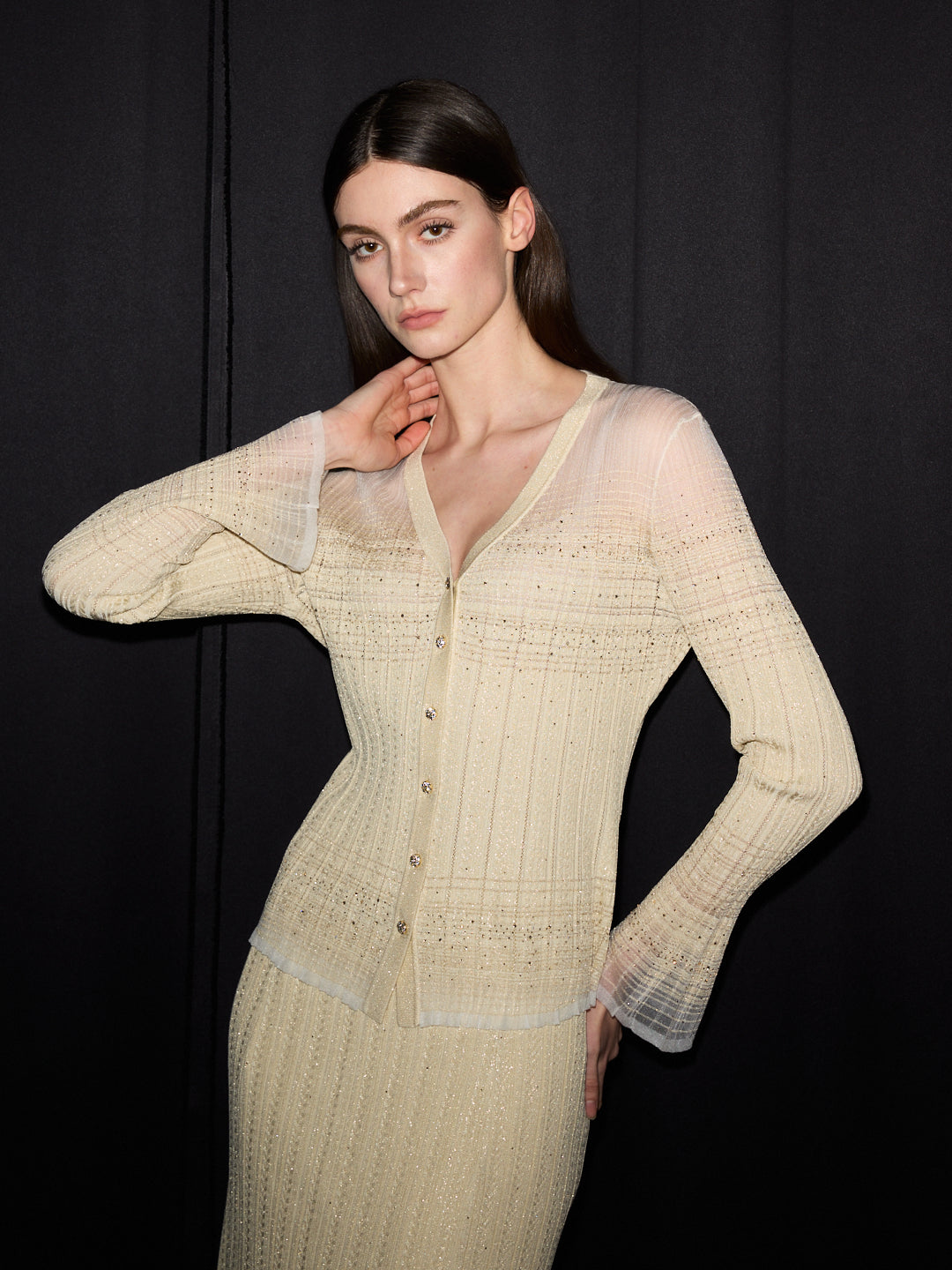 Diamond Weave Beige Knit Set