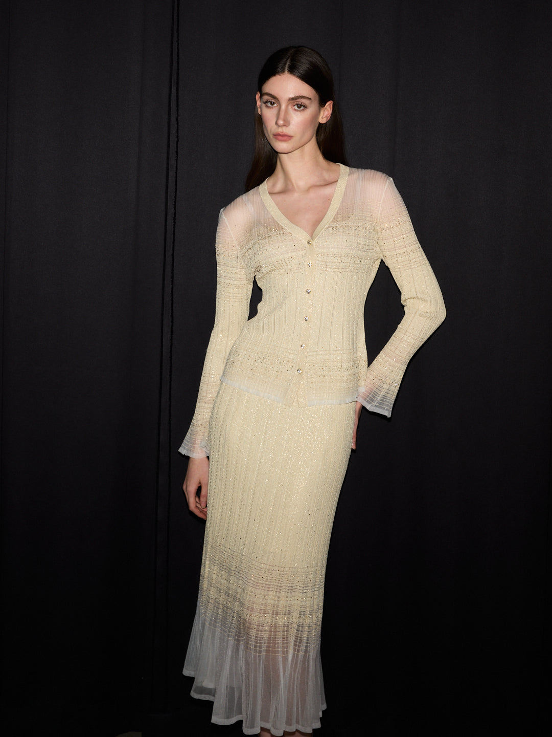 Diamond Weave Beige Knit Set